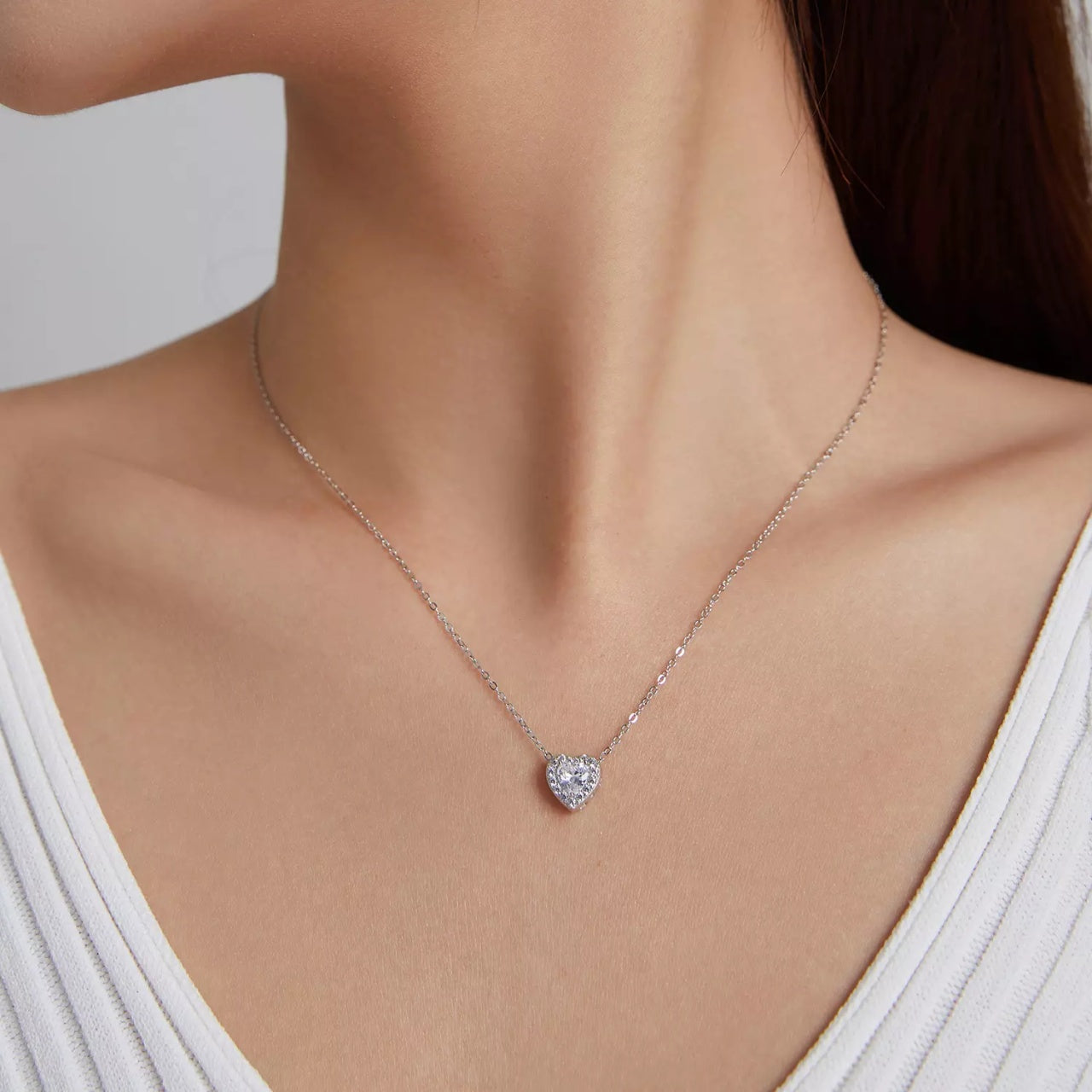 Colier din argint Heart of Crystals, Argint 925, Pentru Femei
