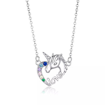 Colier din argint In love with Unicorns, Argint 925, Pentru Femei