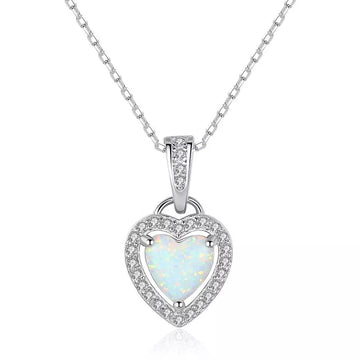 Colier din Argint 925 Inima cu Piatra Opal 2.11g
