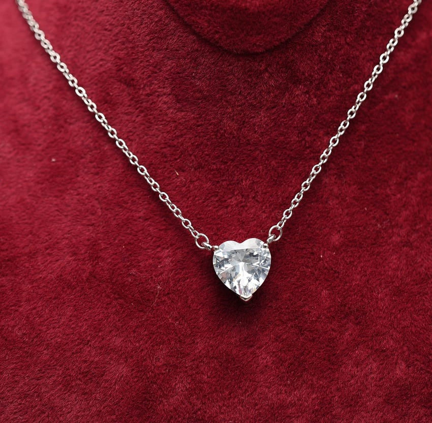 Colier din Argint 925 Inima cu Piatra Transparent 4.39g