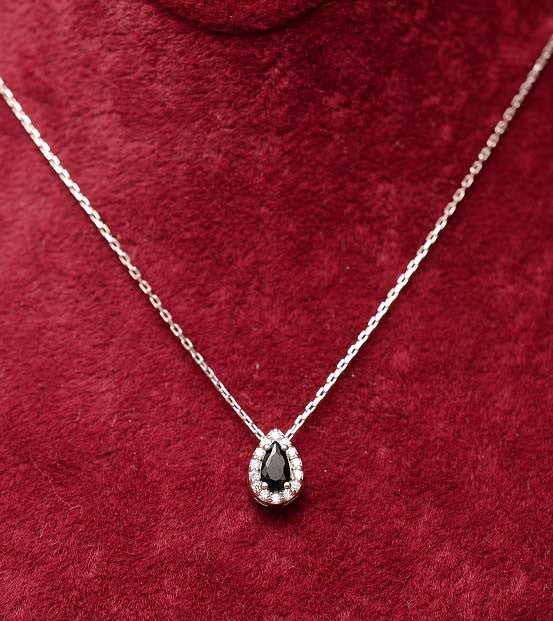 Colier din Argint 925 Lacrima cu Onix Negru