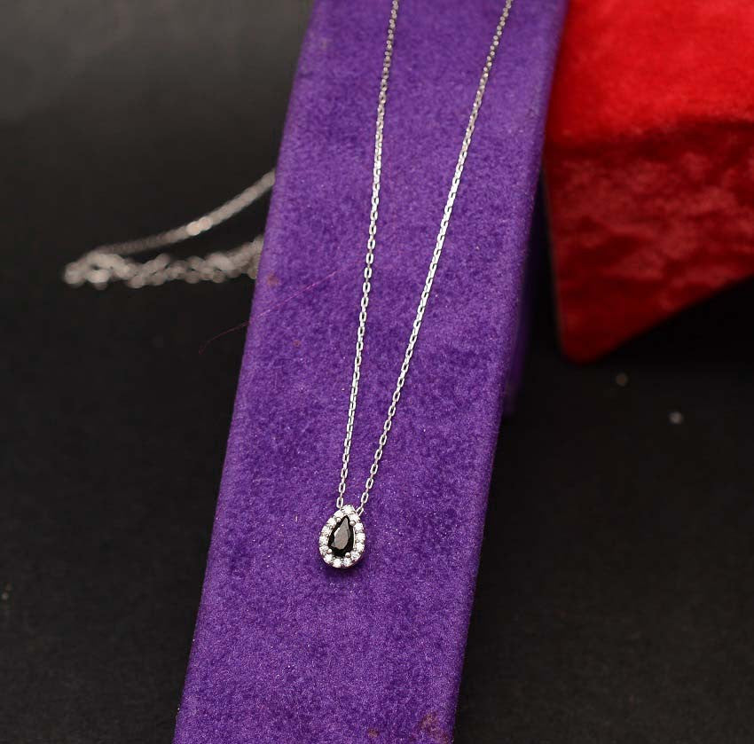 Colier din Argint 925 Lacrima cu Onix Negru