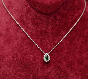 Colier din Argint 925 Lacrima cu piatra Verde 1.3g