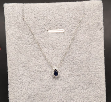 Colier din Argint 925 Lacrima cu Safir Albastru Inchis 1.3g