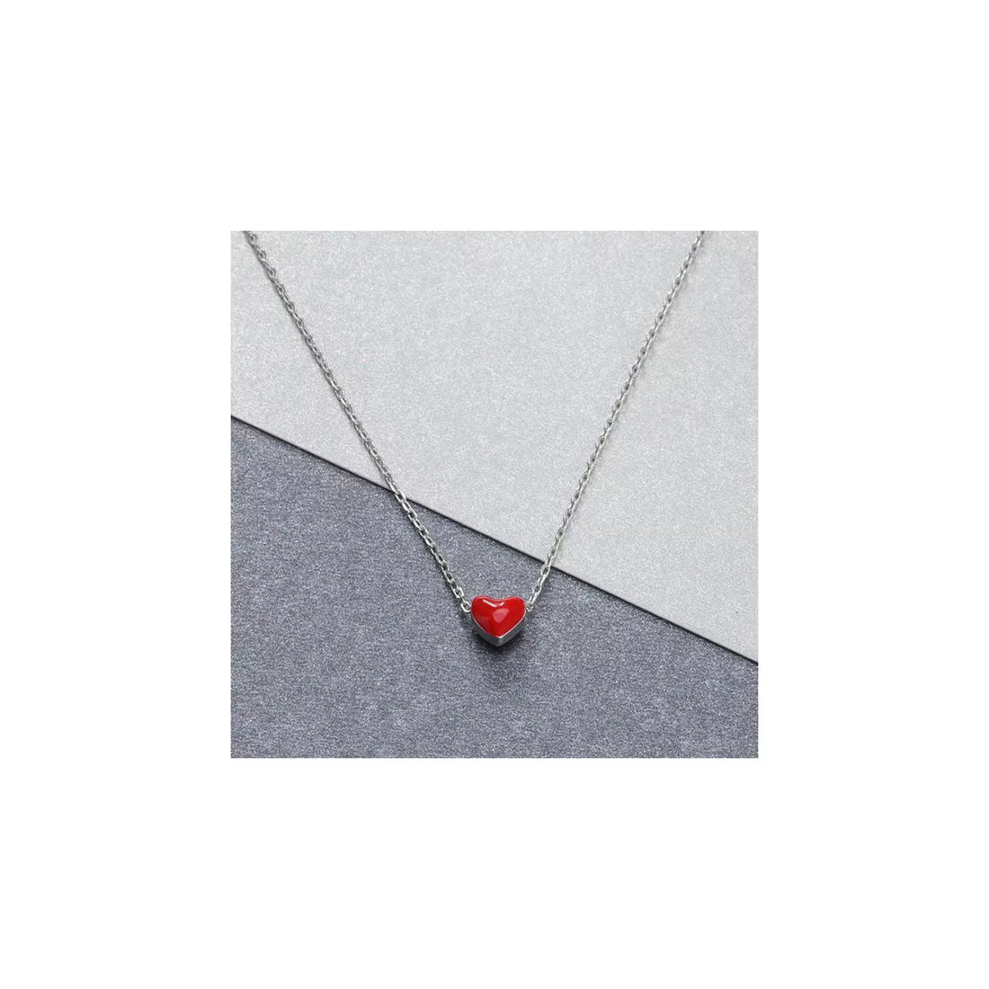 Colier din argint Little Red Heart, Argint 925, Pentru Femei 1.59g