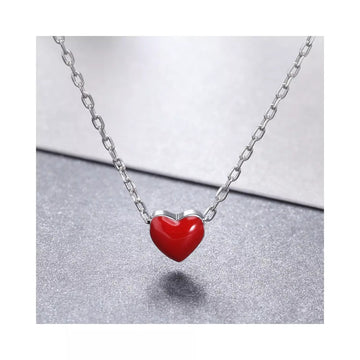 Colier din argint Little Red Heart, Argint 925, Pentru Femei 1.59g