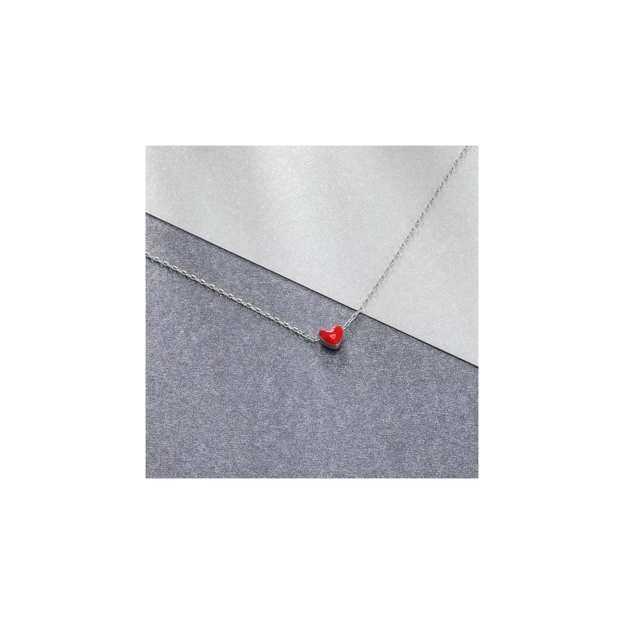 Colier din argint Little Red Heart, Argint 925, Pentru Femei 1.59g