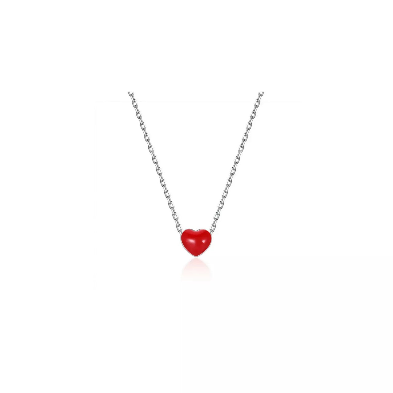Colier din argint Little Red Heart, Argint 925, Pentru Femei 1.59g