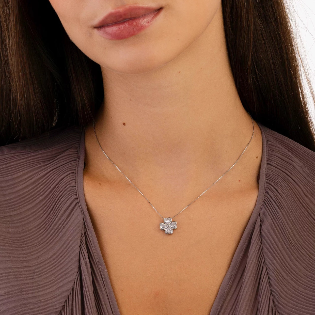 Colier din argint Lucky Hearts, Argint 925, Pentru Femei