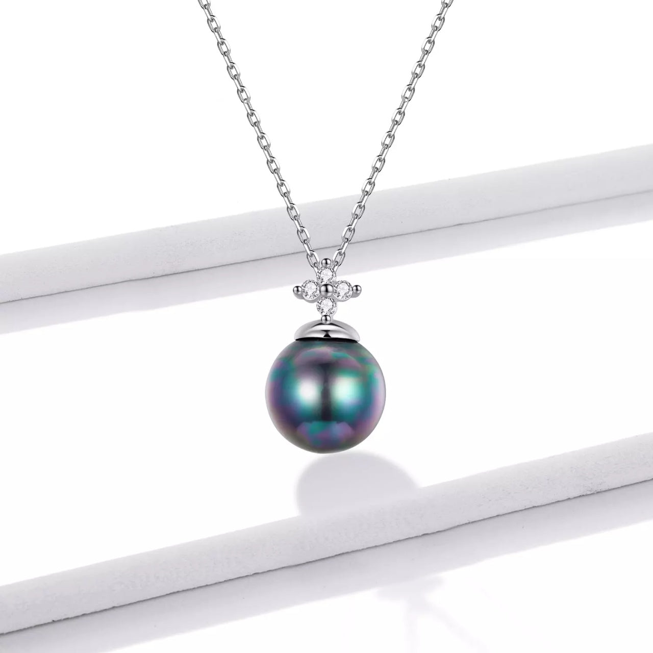 Colier din argint Midnight Bead, Argint 925, Pentru Femei