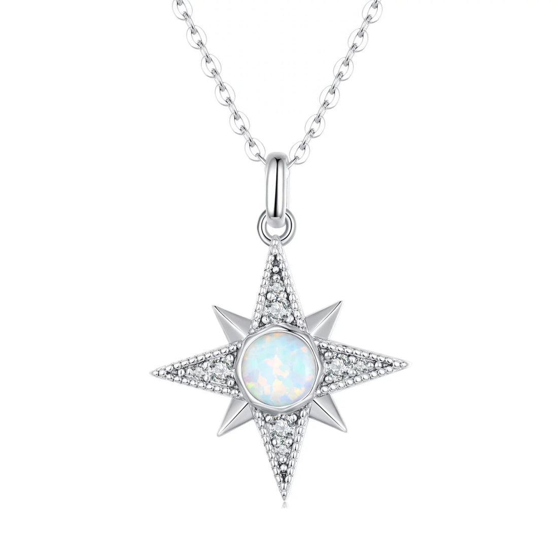 Colier din argint Opal Star and Cristals, Argint 925, Pentru Femei
