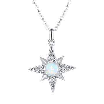 Colier din argint Opal Star and Cristals, Argint 925, Pentru Femei