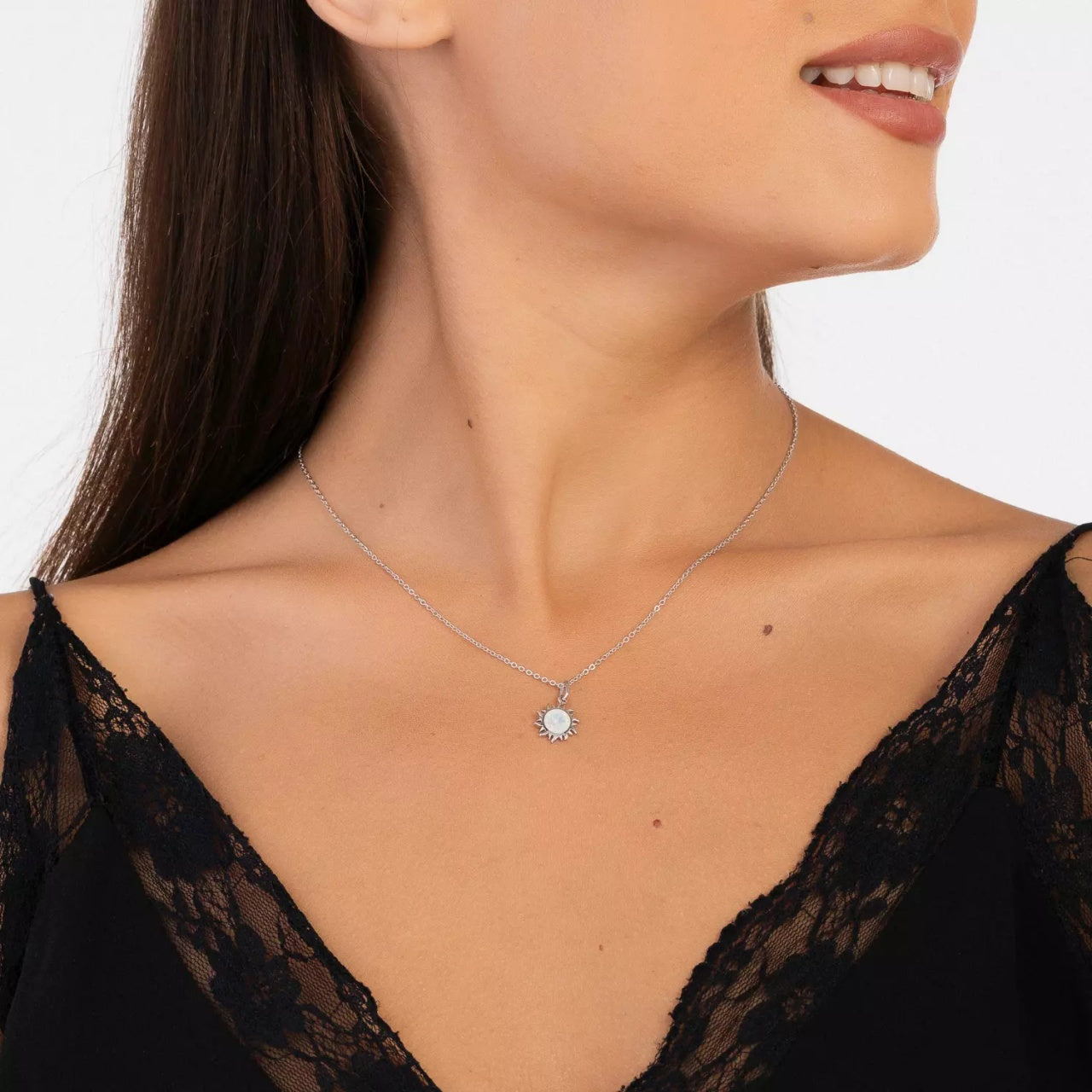 Colier din argint Opal Sun, Argint 925, Pentru Femei