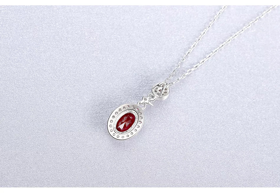 Colier Din Argint 925 Piatra Red Zirconiu Oval 1.7g