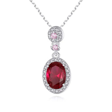 Colier Din Argint 925 Piatra Red Zirconiu Oval 1.7g