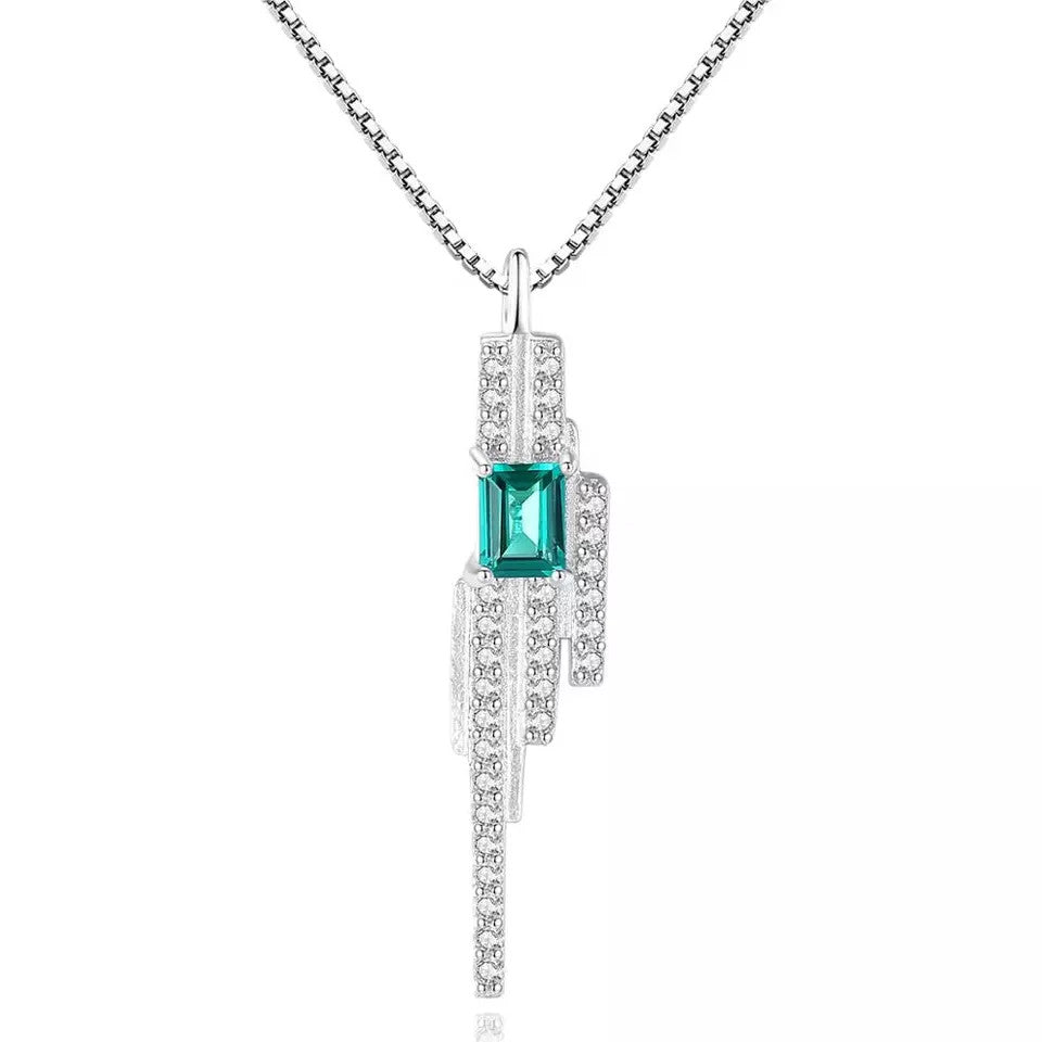 Colier Din Argint 925 Piatra Verde/Green Smarald Luxury