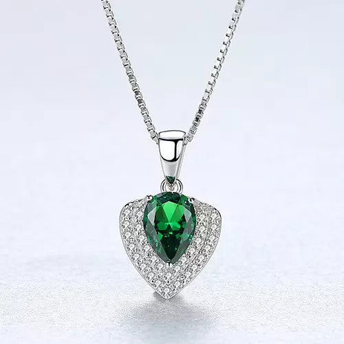 Colier Din Argint 925 Piatra Verde/Green Water Drop