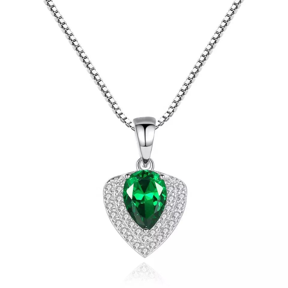 Colier Din Argint 925 Piatra Verde/Green Water Drop