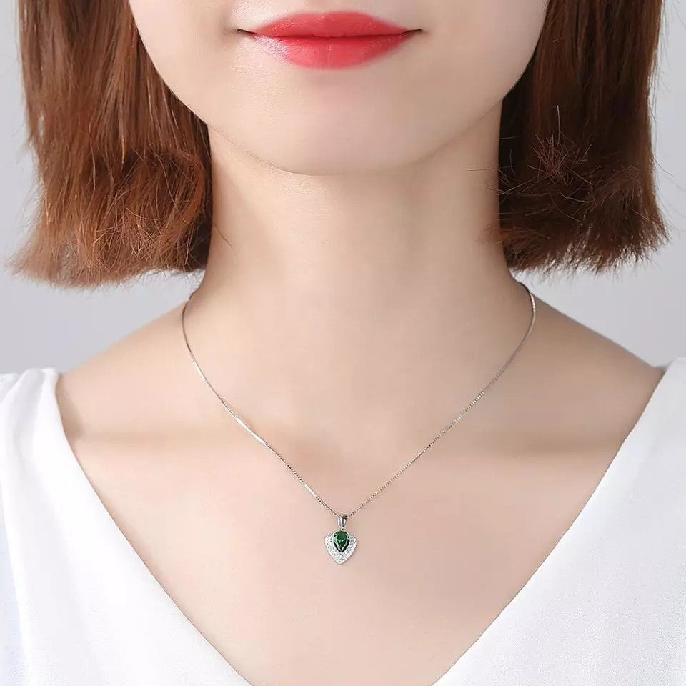 Colier Din Argint 925 Piatra Verde/Green Water Drop