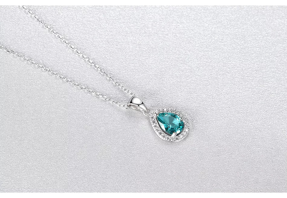 Colier Din Argint 925 Piatra Verde/Green Zirconiu Lacrima