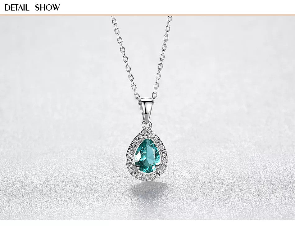 Colier Din Argint 925 Piatra Verde/Green Zirconiu Lacrima