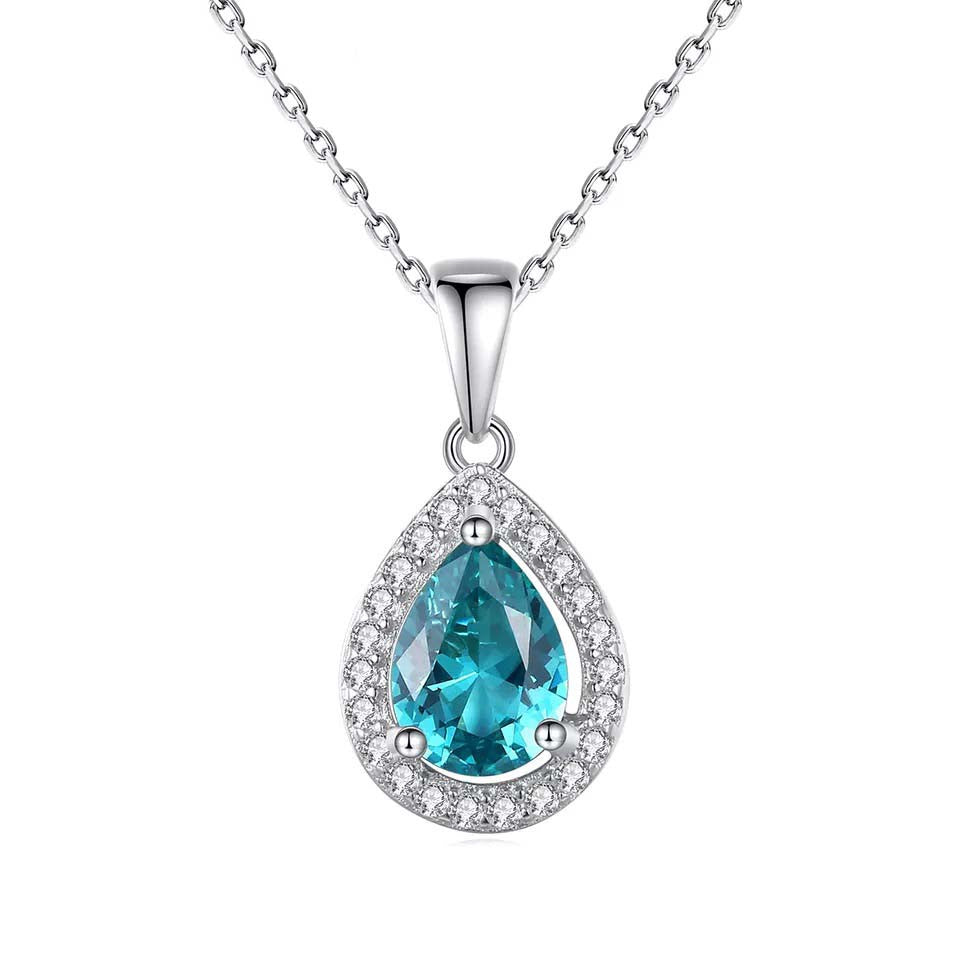 Colier Din Argint 925 Piatra Verde/Green Zirconiu Lacrima