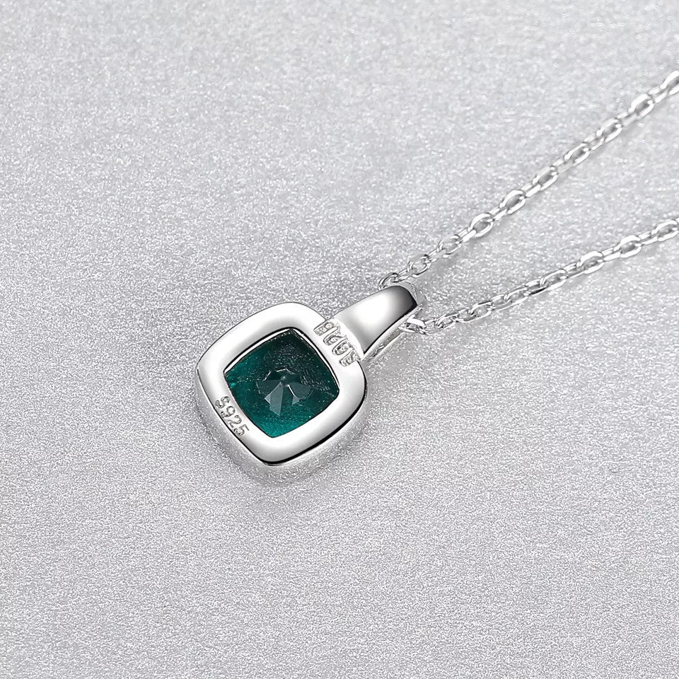 Colier Din Argint 925 Piatra Verde Smarald Zirconiu 1.99g