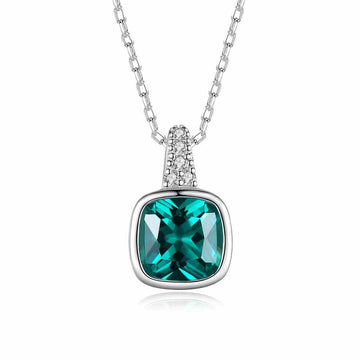 Colier Din Argint 925 Piatra Verde Smarald Zirconiu 1.99g