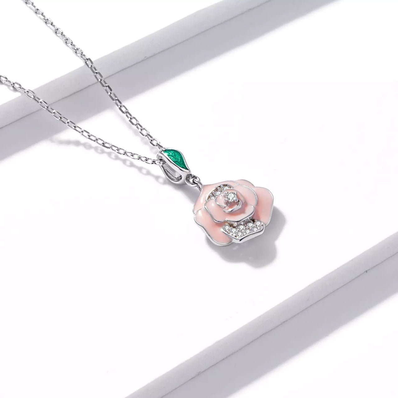 Colier din argint Pink Flower, Argint 925, Pentru Femei