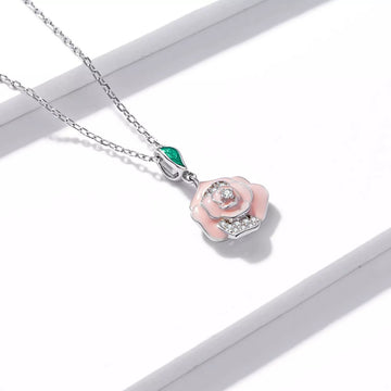 Colier din argint Pink Flower, Argint 925, Pentru Femei