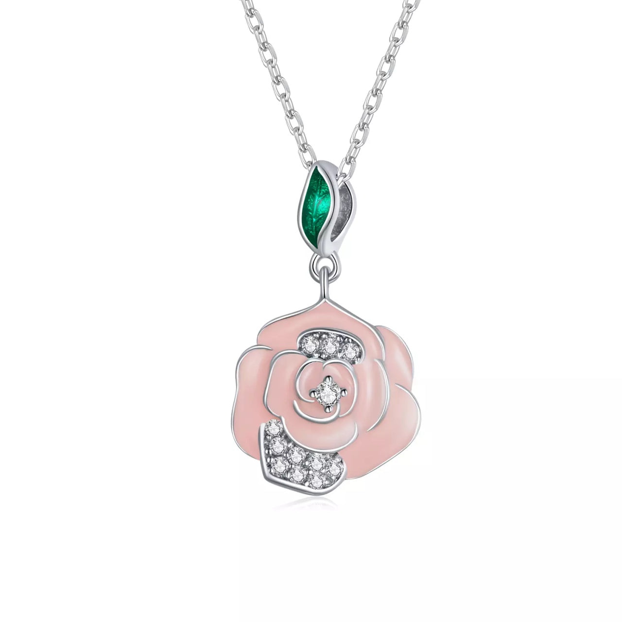 Colier din argint Pink Flower, Argint 925, Pentru Femei