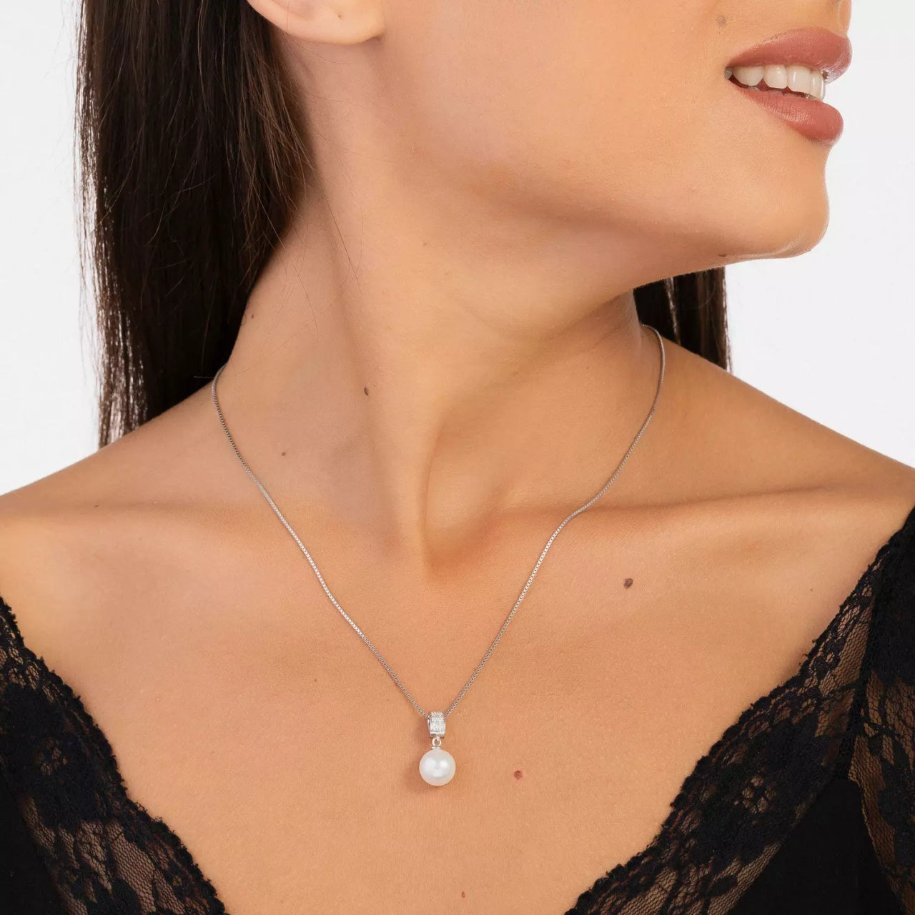 Colier din argint Precious Pearl Look, Argint 925, Pentru Femei 3.19g