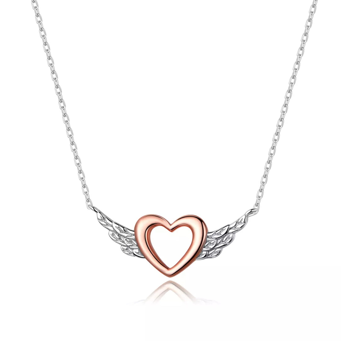 Colier din argint Rose Gold Angel Heart, Argint 925, Pentru Femei