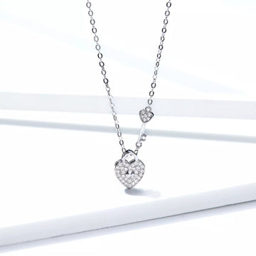 Colier din argint Shiny Heart & Key, Argint 925, Pentru Femei