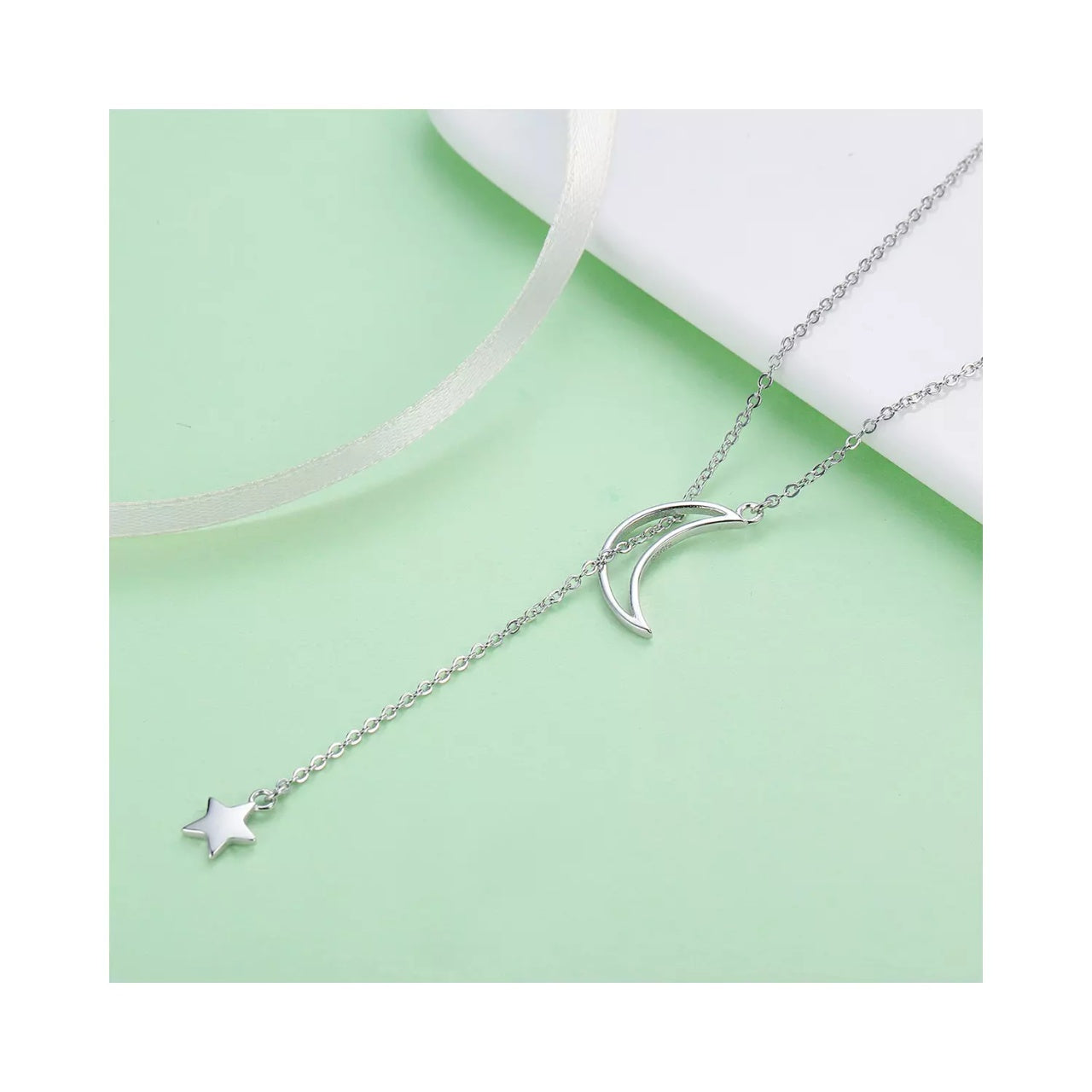 Colier din argint Silver Star & Moon, Argint 925, Pentru Femei