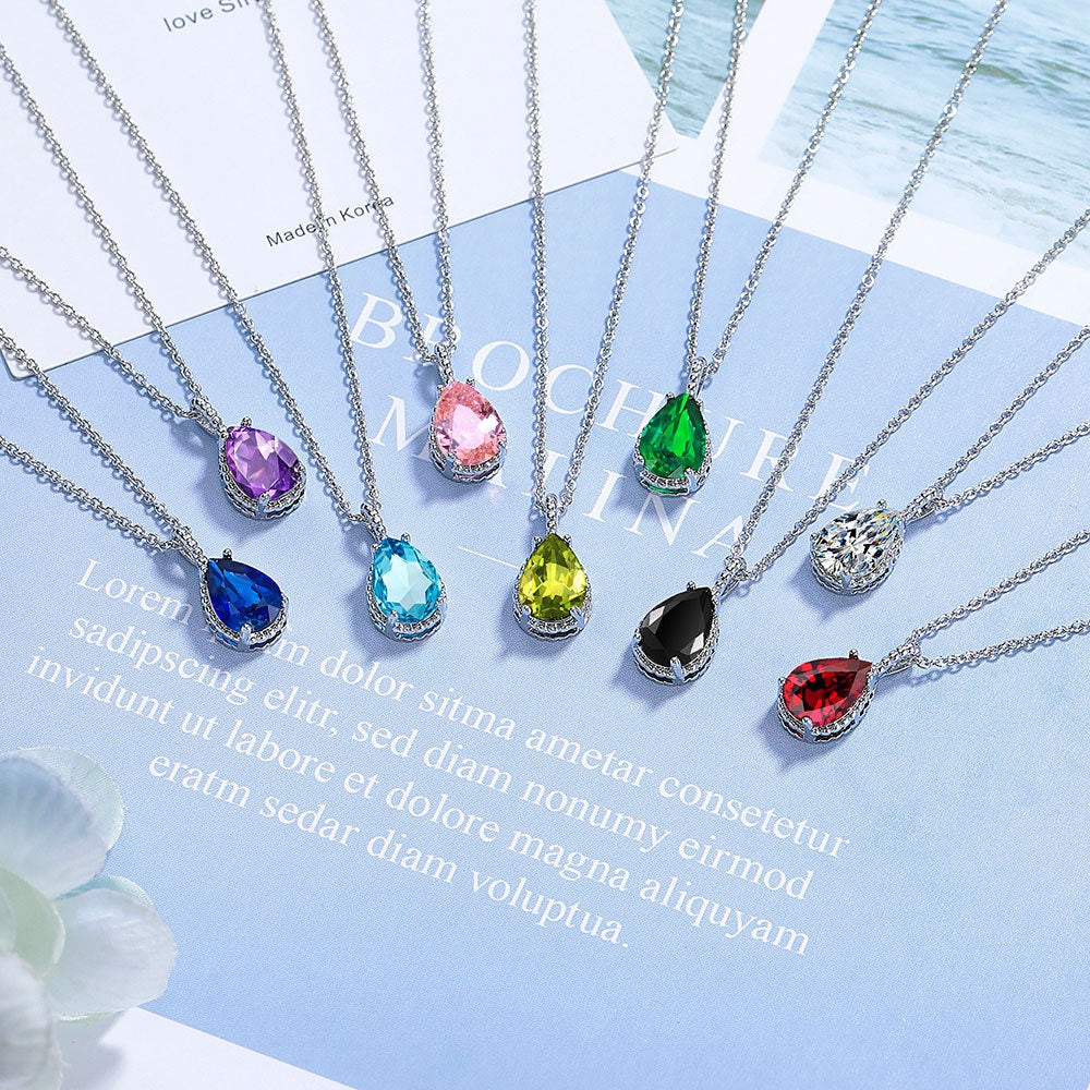 Colier Elegant cu Pandantiv de Cristal, Disponibil în Diverse Culori, Ideal pentru Orice Ocazie