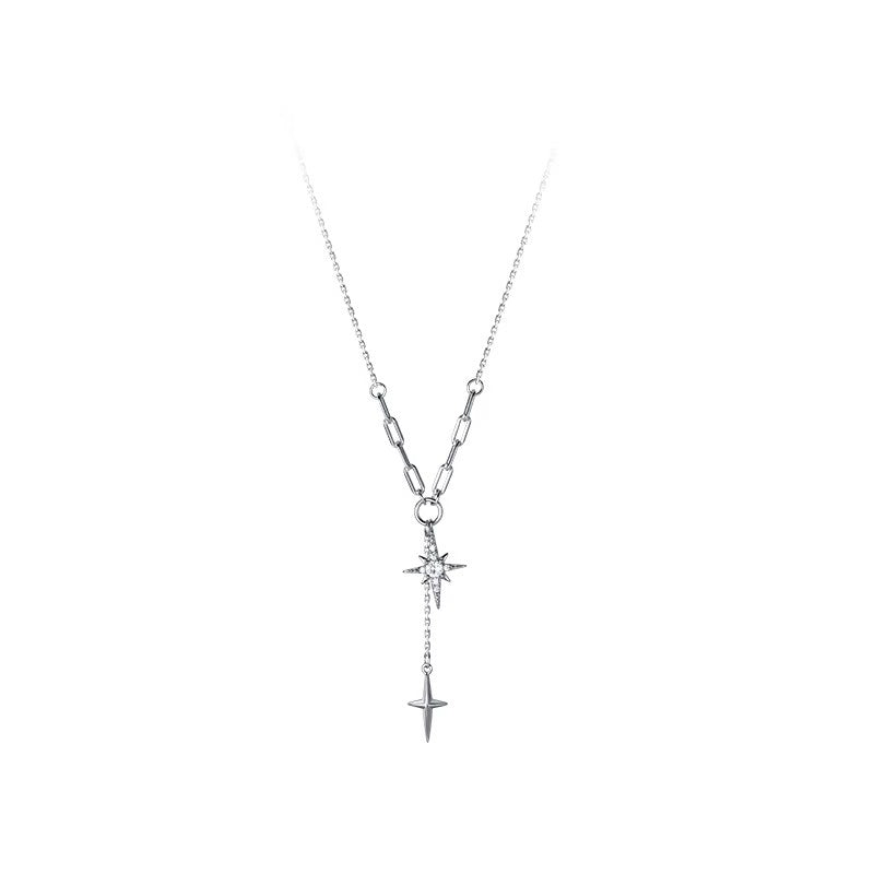 Colier Elegant din Argint 925, Cruce și Stea, Lănțișor Femei 293E