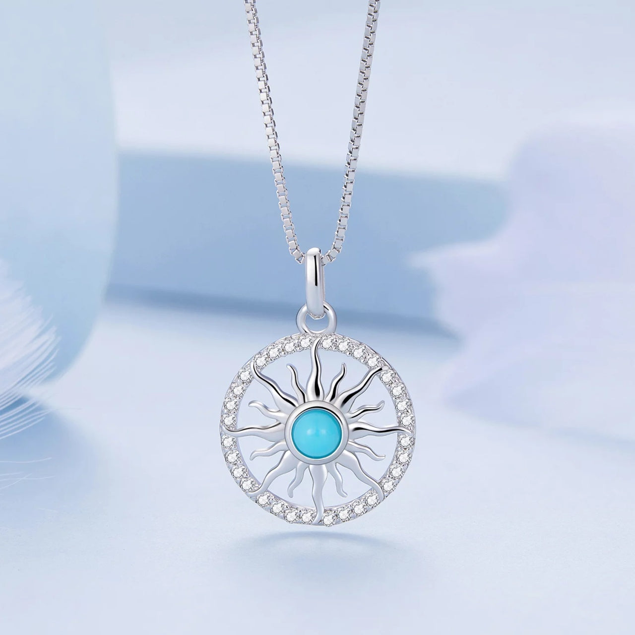 Colier reglabil din argint Blue Sun, Argint 925, Pentru Femei