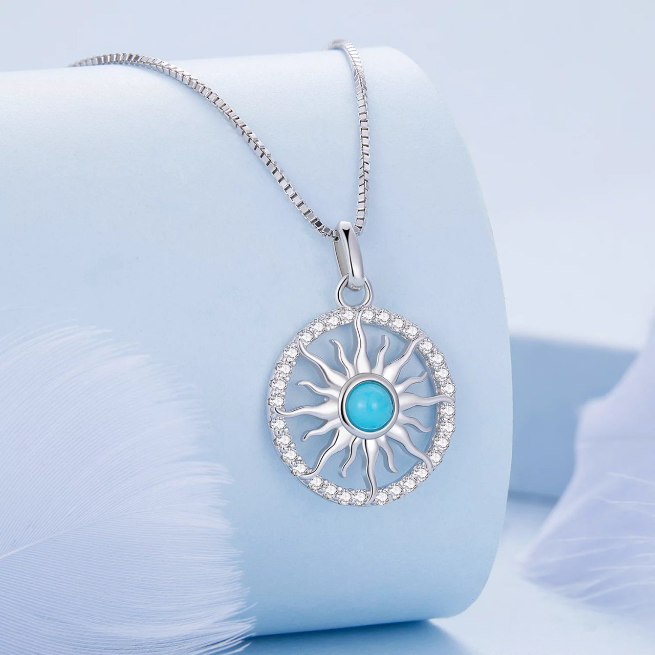 Colier reglabil din argint Blue Sun, Argint 925, Pentru Femei