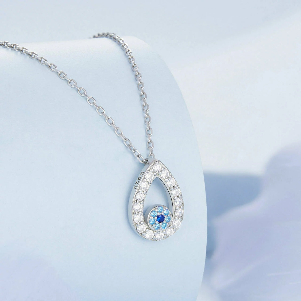 Colier reglabil din argint Tear Drop Eye, Argint 925, Pentru Femei 2.14g