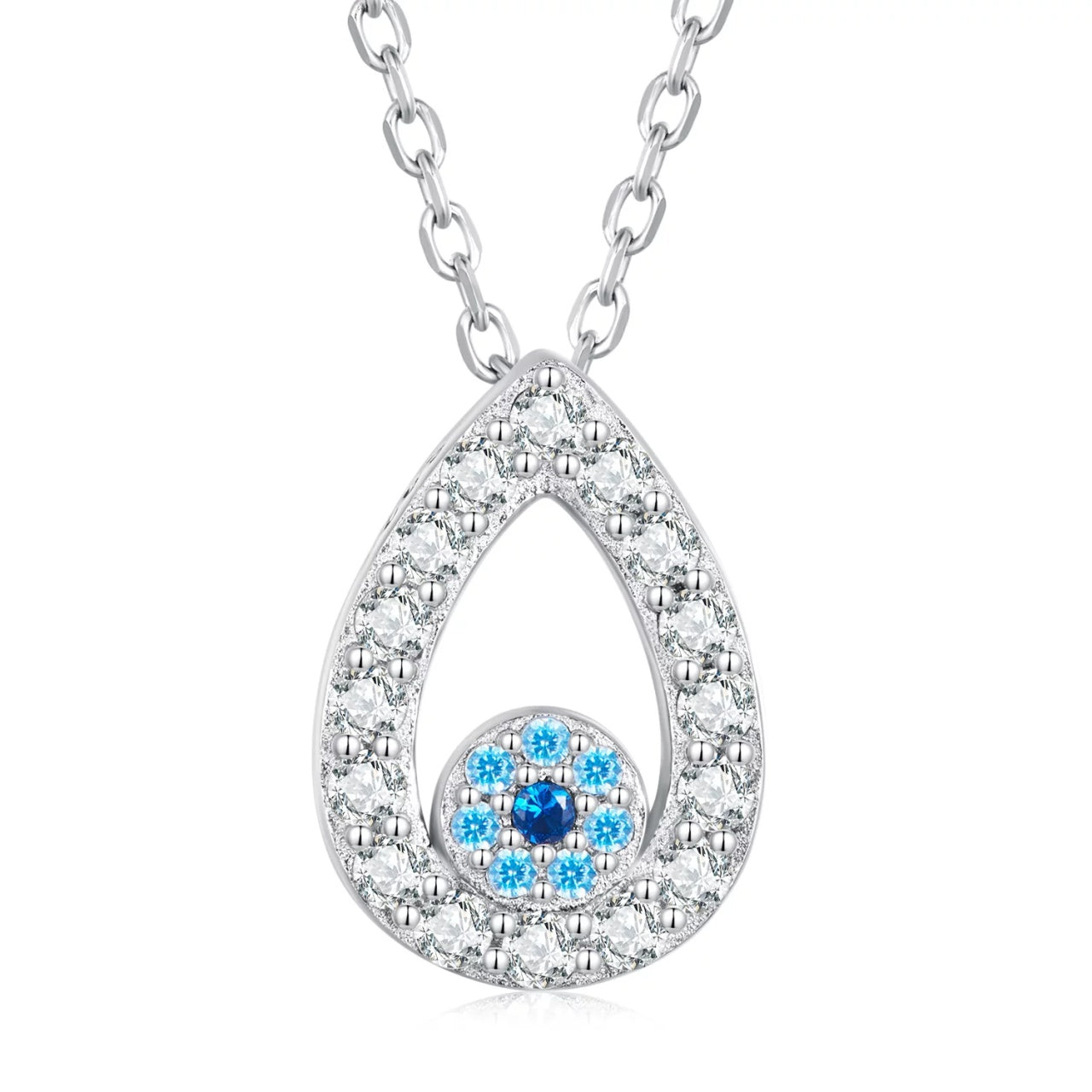 Colier reglabil din argint Tear Drop Eye, Argint 925, Pentru Femei 2.14g