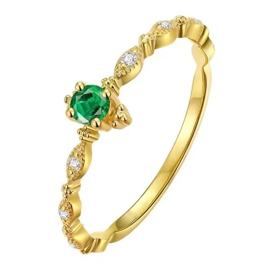 Inel Argint 925 Aurit, Piatră Precioasă Verde – Design Clasic și Rafinat
