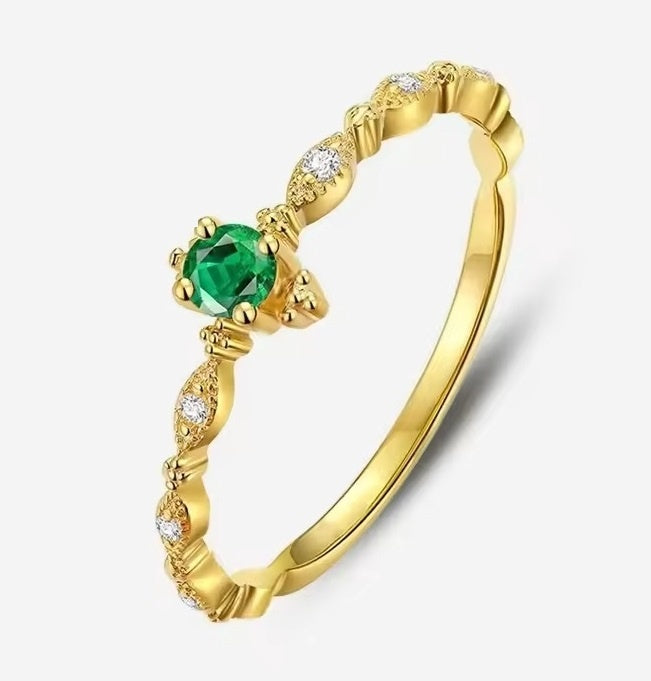 Inel Argint 925 Aurit, Piatră Precioasă Verde – Design Clasic și Rafinat