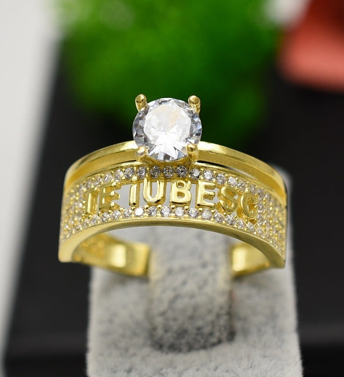 INEL Argint 925 Model Verigheta, Te Iubesc Placat Aur 4g