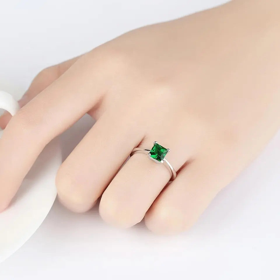 Inel Argint 925 cu piatra Verde Green Smarald