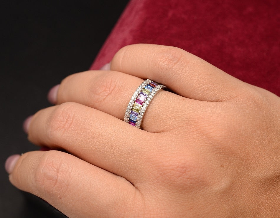 Inel Argint 925 cu Zirconii MULTICOLOR 4.7g