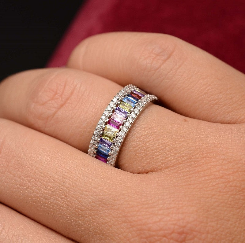 Inel Argint 925 cu Zirconii MULTICOLOR 4.7g