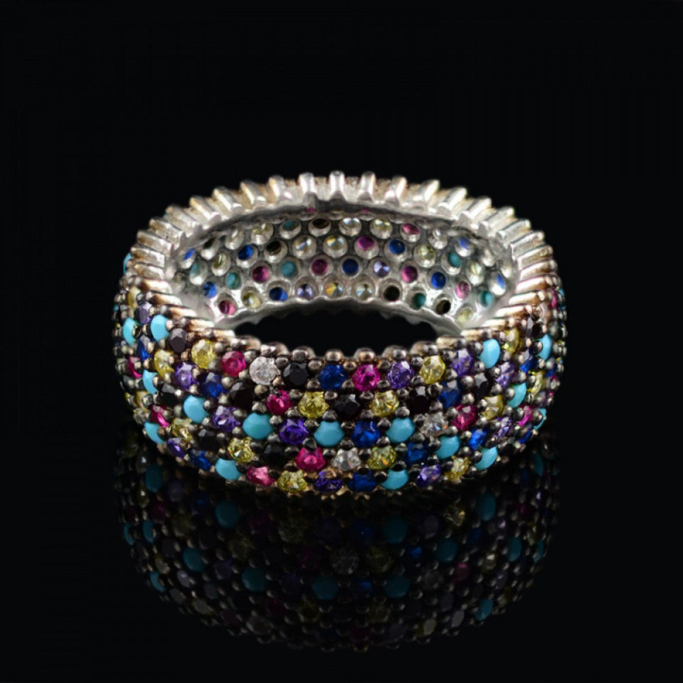 Inel Argint 925 Cu Zirconii Multicolore 5.7g