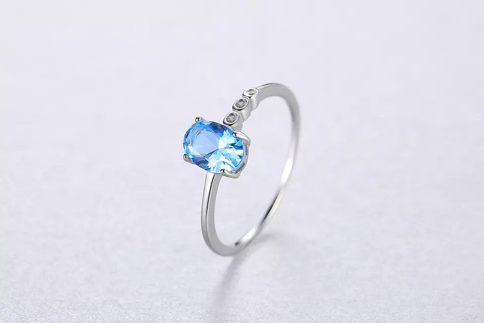 INEL Argint 925 Cu Zirconiu Blue Topaz Oval Eternity 1g