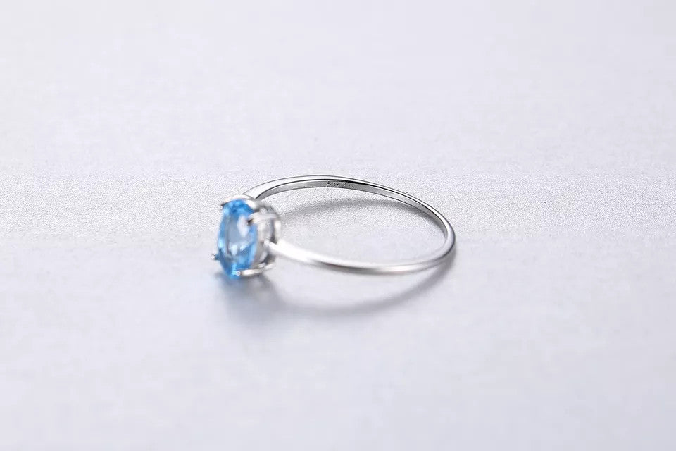 INEL Argint 925 Cu Zirconiu Blue Topaz Oval Eternity 1g